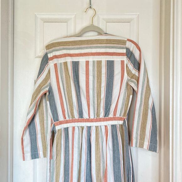 MADEWELL V-Neck Tie-Waist Jumpsuit Cotton Summer Beachy Size 2 Coastal Striped - Picture 9 of 11